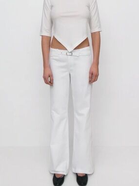 Gimaguas Nicole White Belted Low Rise Pants